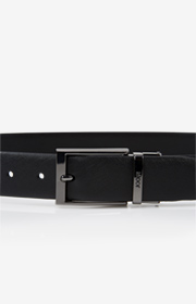 Wende-Ledergürtel in Schwarz
