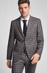 Baukasten-Sakko Herby in Braun/Grau kariert