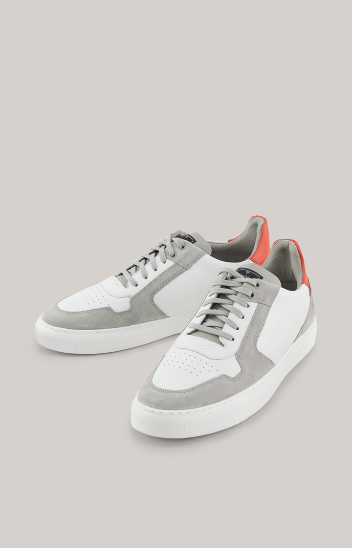 Leder-Sneaker Retron Coralie in Weiß/Grau/Orange