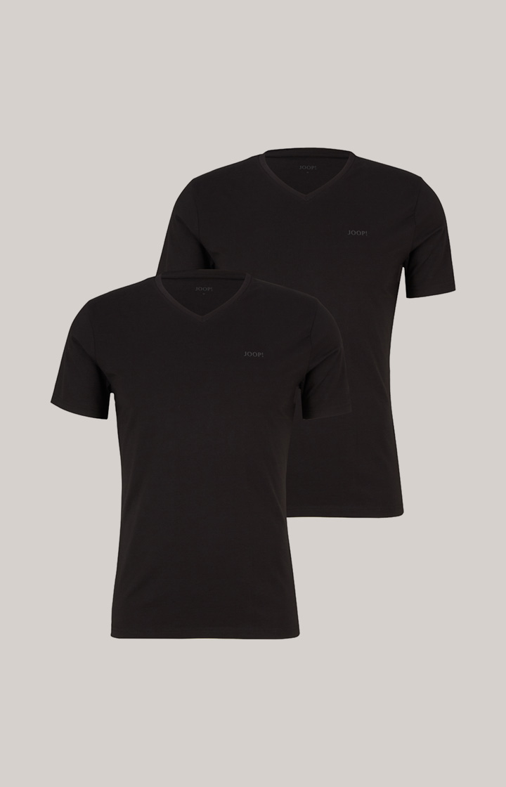 2er-Pack Modal-Baumwoll-Stretch T-Shirts in Schwarz
