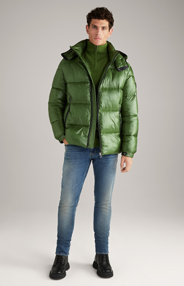 Ambro Quilted Jacket with Hood in Light Green