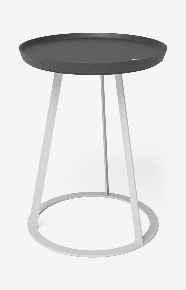 Stolik JOOP! ROUND z blatem z przydymionego dębu, 45 x 52 cm w kolorze białym/antracytowym