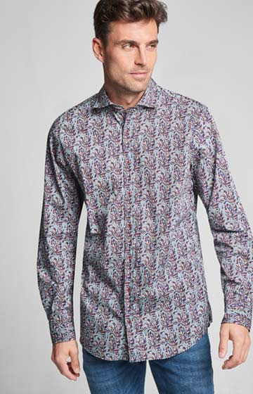 Hemd Hanjo in Grau gemustert