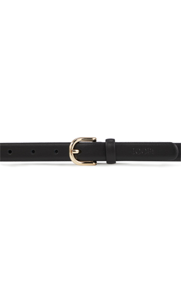 Thin leather belt in black