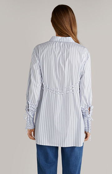 Shirt Blouse in Light Blue/Grey Stripes