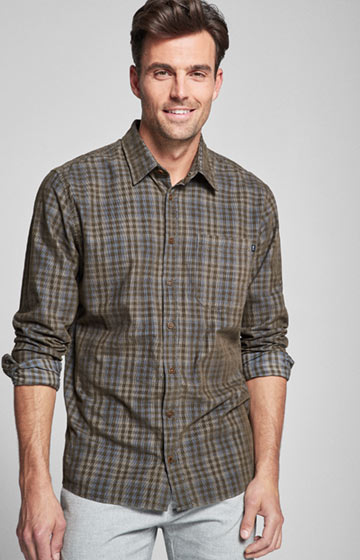 Hemd Hanson in Olive gemustert