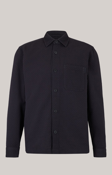 Harvi Cotton Shirt in Dark Blue, textured