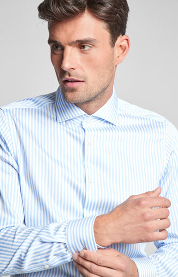 Hemd Panko in Hellblau gestreift