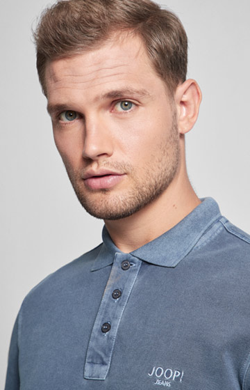 Langarm-Polo-Shirt Ambrosio in Denim-Blau