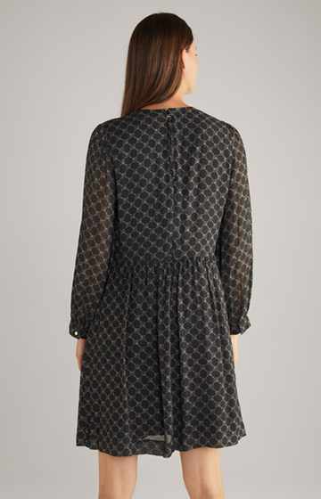 Viskose-Kleid in Schwarz/Grau gemustert