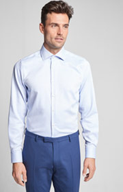 Hemd Mika - bügelfrei -  in Blau gemustert