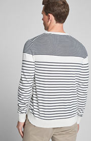 Pullover Cyrian in Weiß/Navy gestreift