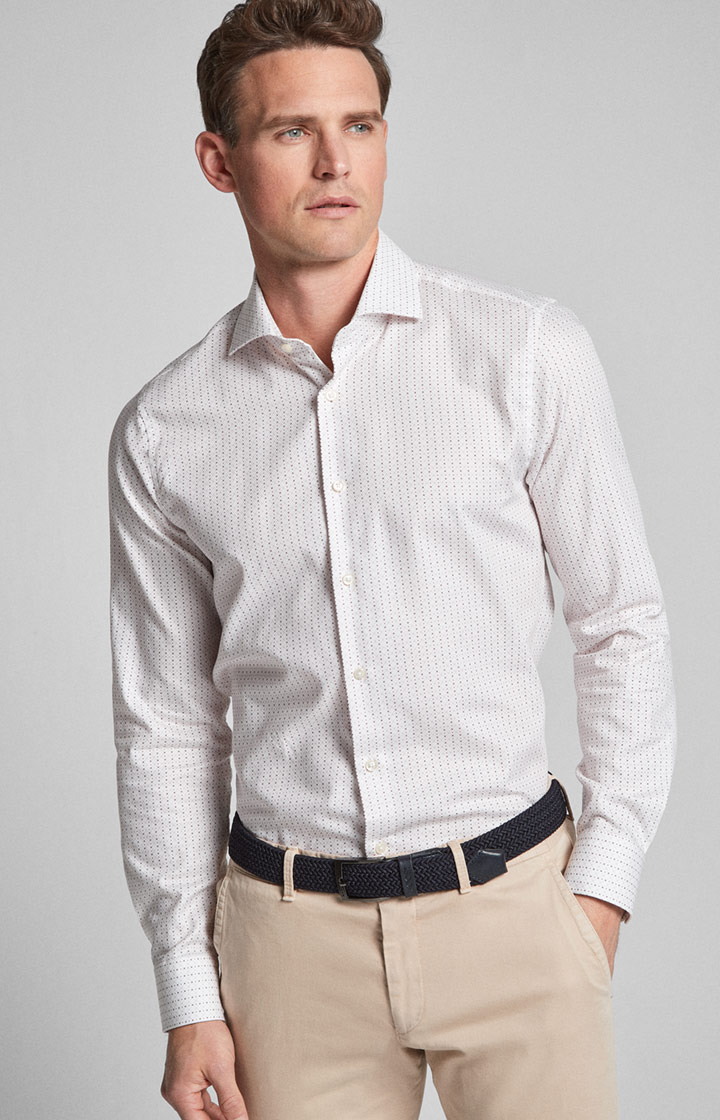 Hemd Panko - bügelleicht - in Weiß/Bordeaux gemustert