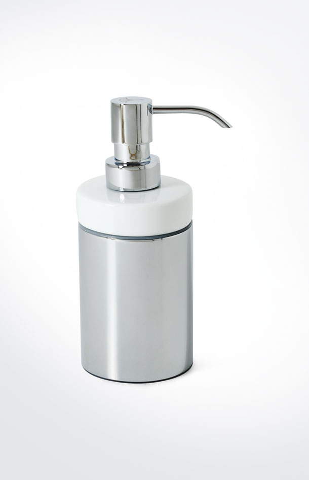 Chromeline soap dispenser, silver/white