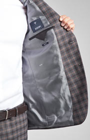 Baukasten-Sakko Herby in Braun/Grau kariert