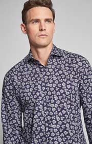 Hemd Panko - bügelleicht - in Dunkelblau gemustert