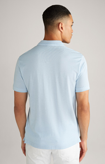 Bawełniana koszulka polo Percy w kolorze jasnoniebieskim/białym z efektem melanżu