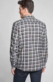 Flanell-Hemd Heli in Navy/Oliv gemustert