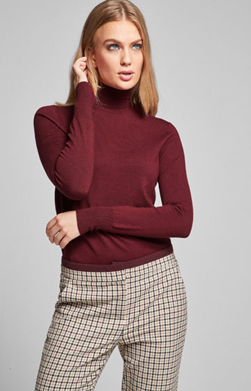 Rollkragen-Pullover Katrine in Bordeaux