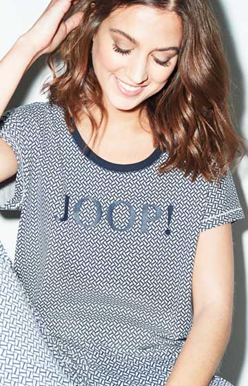 Jersey-T-Shirt in Navy/Hellgrau gemustert