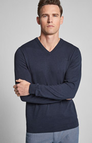 Pullover Leas in Dunkelblau meliert