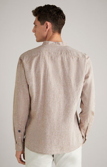 Hedde Linen and Cotton Shirt in Mottled Brown