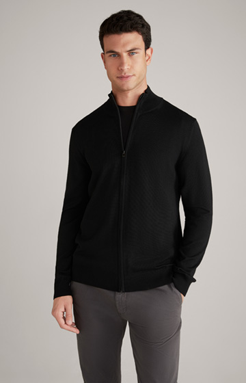 Davis Merino Wool Knitted Jacket in Black