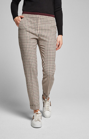 Hose Madlen in Hellbeige kariert