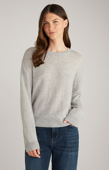 Kaszmirowy sweter w kolorze szarym z efektem melanżu