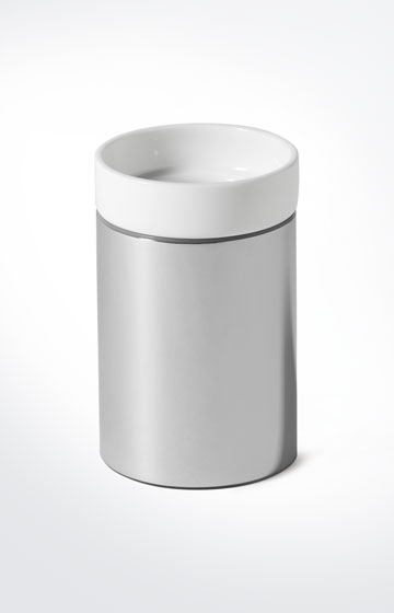 Zahnputzbecher Chromeline, Silber/Weiß