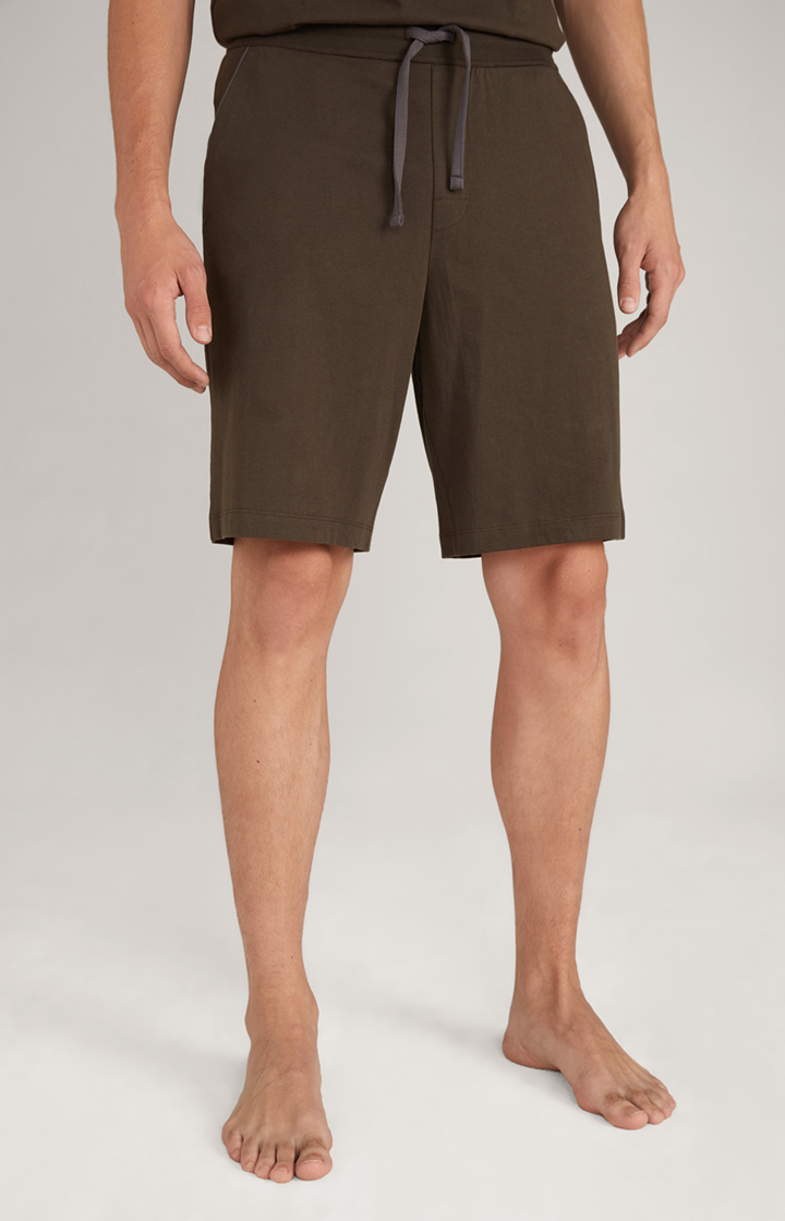 Loungewear Shorts in Dark Green/Brown