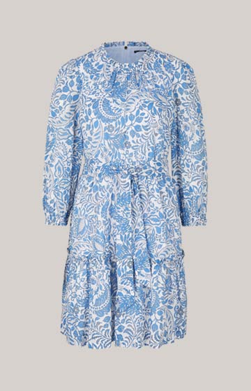 Baumwoll-Kleid in Weiß/Blau