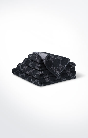 Frottierserie Black/White Cornflower, Schwarz