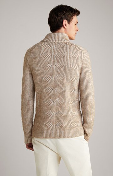 Dzianinowy sweter Hairo w kolorze brązowym i złamanej bieli