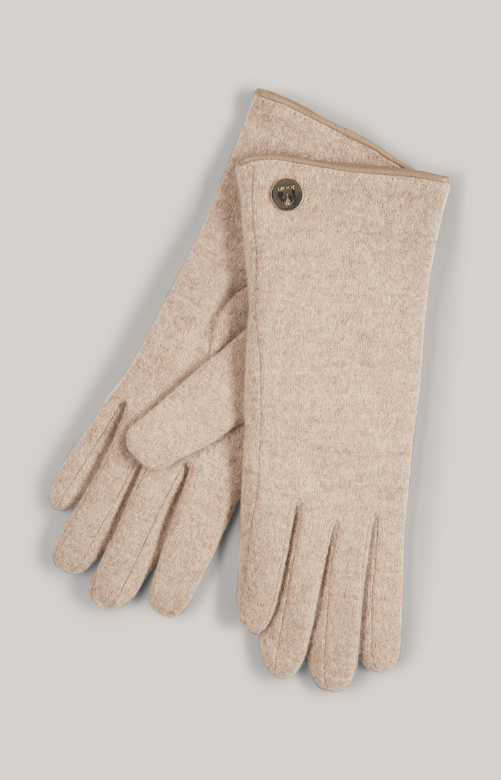 Woll-Handschuhe in Hellbeige Melange
