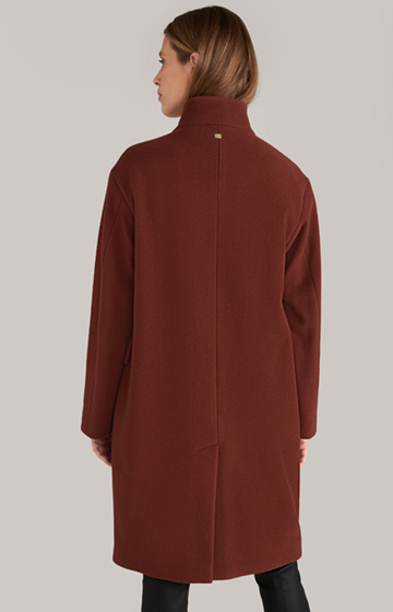 Płaszcz z mieszanki wełny w kolorze czerwonobrązowym
