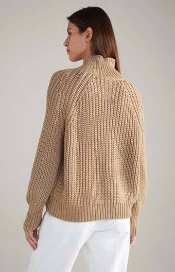 Sweter z mieszanki wełny ze strzyży w kolorze beżowym
