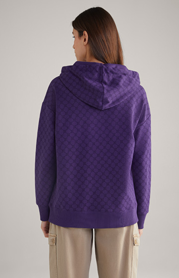 Bluza z kapturem w kolorze liliowym, ze wzorem
