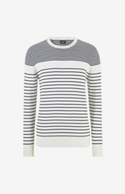 Pullover Cyrian in Weiß/Navy gestreift