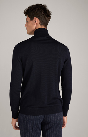 Donte Merino Wool Turtleneck Pullover in Dark Blue
