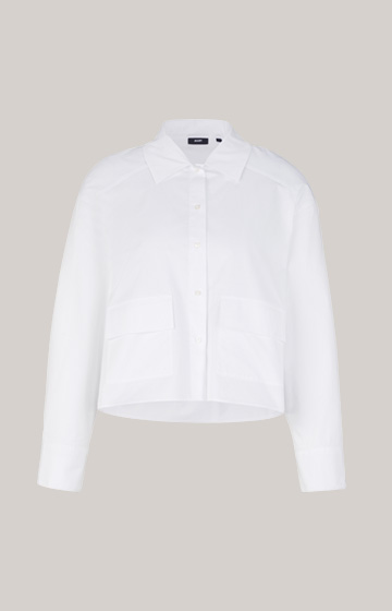 Baumwoll-Twill-Bluse in Weiß