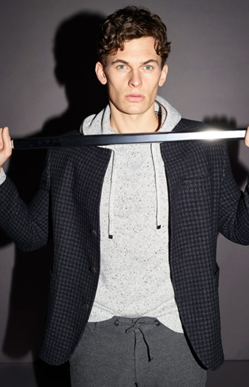 Woll-Hoodie Dakotah in Hellgrau meliert