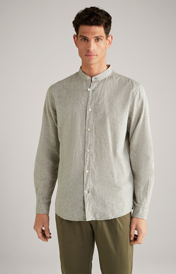 Lniano-bawełniana koszula Hedde w kolorze jasnoszarym z efektem melanżu