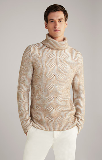 Hairo Knitted Jumper in Brown/Off-white