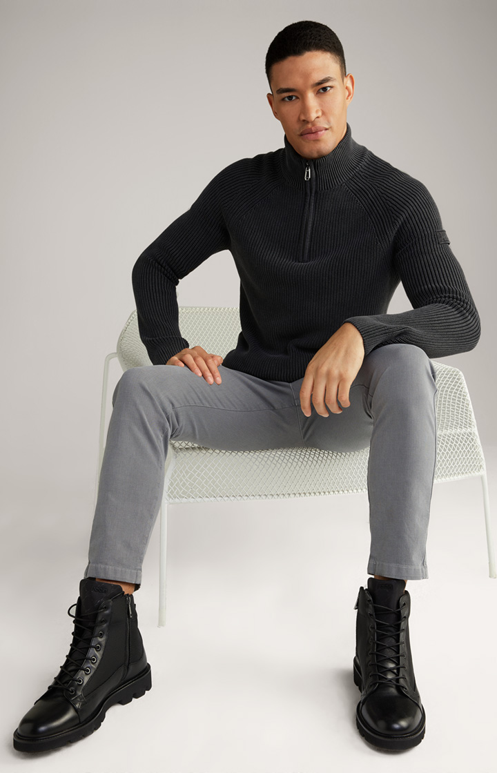 Bawełniany sweter Henricus w kolorze czarnoszarym