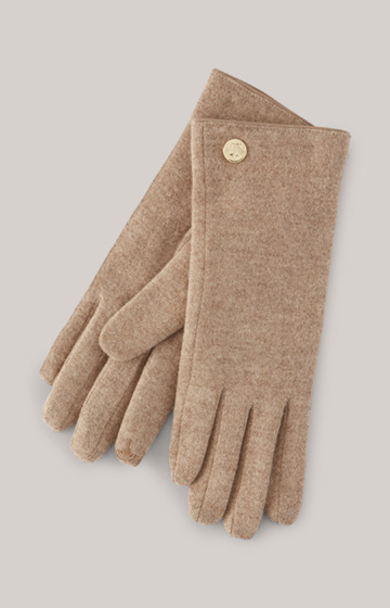 Woll-Handschuhe in Beige Melange