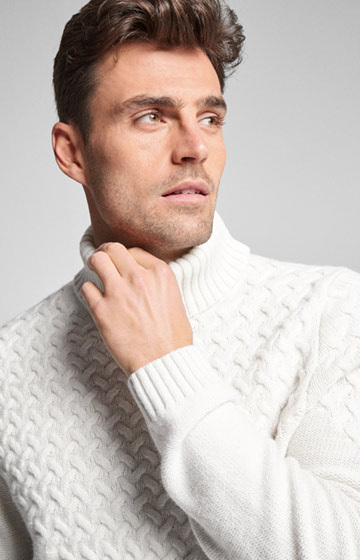 Strick-Pullover Lewis in Wollweiß