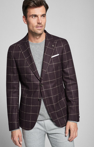 Sakko Hakeem in Bordeaux-Pflaume kariert