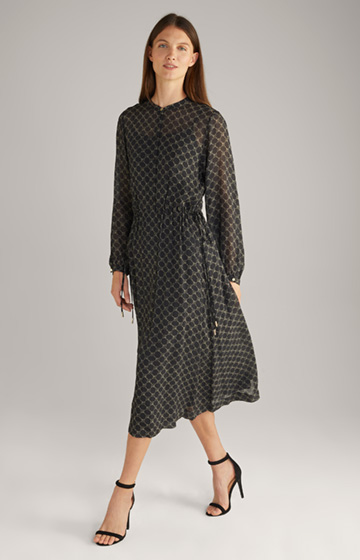 Viscose Maxi Dress in a Black/Grey Pattern