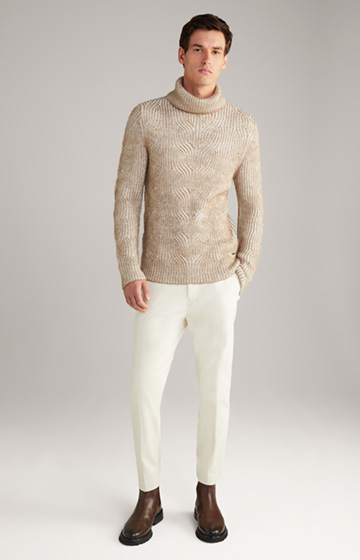Hairo Knitted Jumper in Brown/Off-white